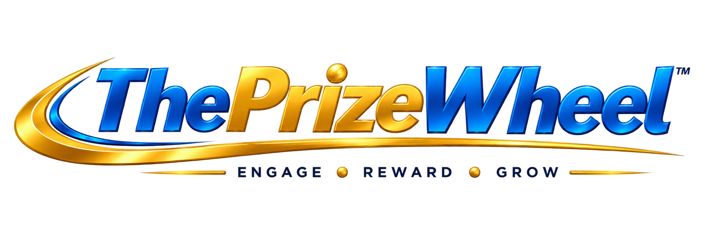 ThePrizeWheel™ Logo ThePrizeWheel™ Logo with Engage, Reward, Grow underneath it.